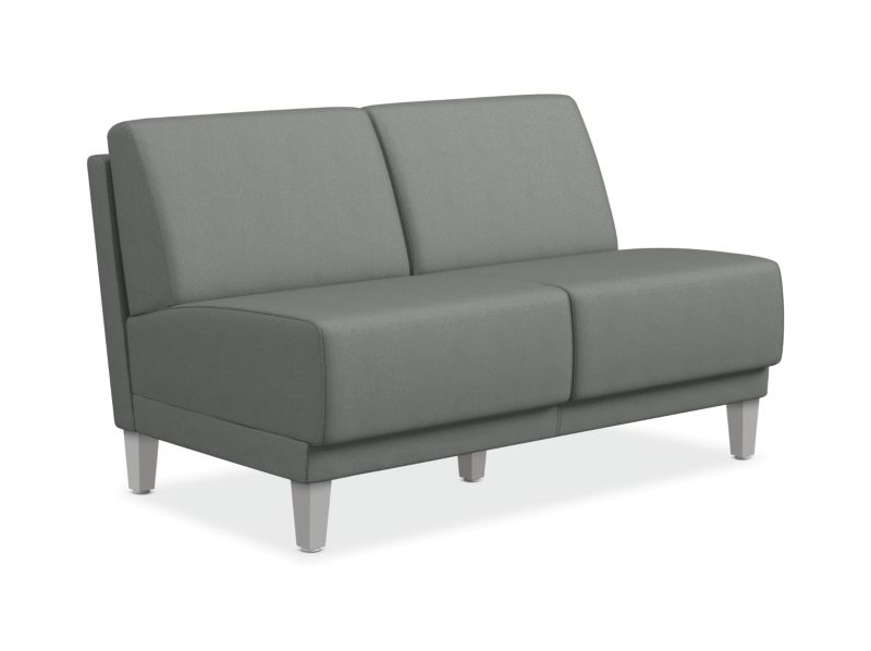 HON Grove Armless Two-Seat Lounge - Platinum Fabric