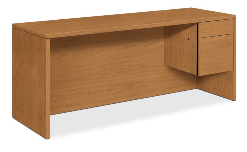 HON 10500 Series Right Single Pedestal Credenza with 1 Box & 1 File Drawer - Harvest
