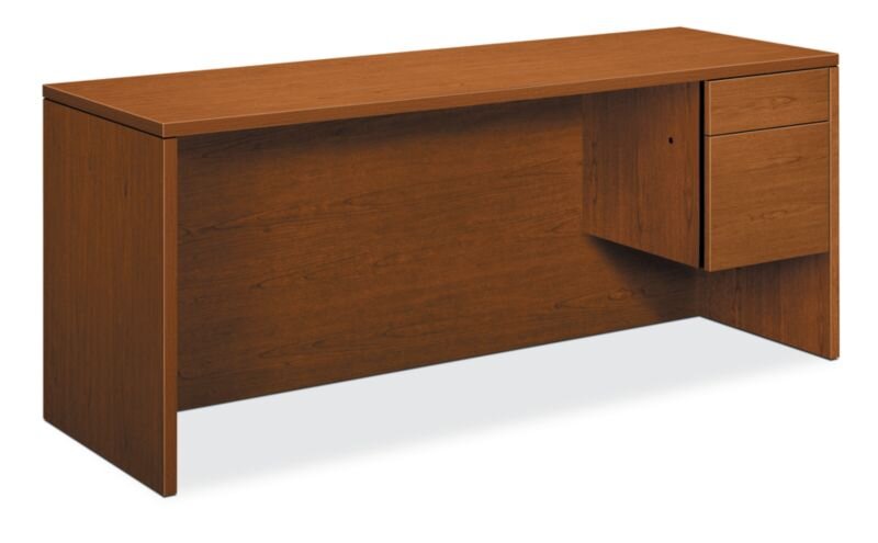 HON 10500 Series Right Single Pedestal Credenza with 1 Box & 1 File Drawer - Bourbon Cherry