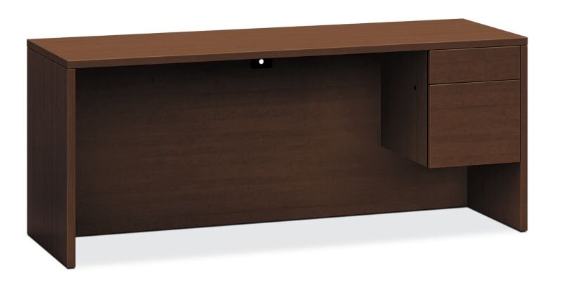 HON 10500 Series Right Single Pedestal Credenza with 1 Box & 1 File Drawer - Shaker Cherry