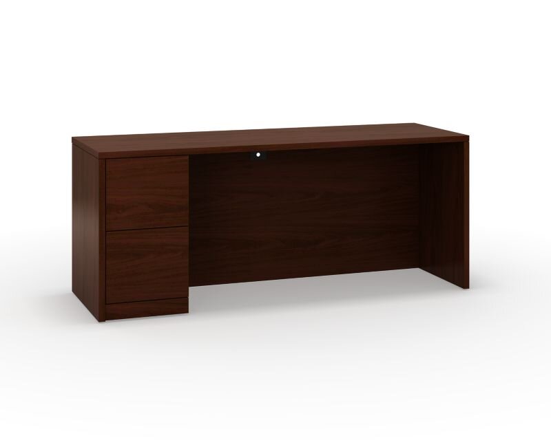 HON 10500 Series Left Pedestal Credenza with 2 File Drawers - Mahogany