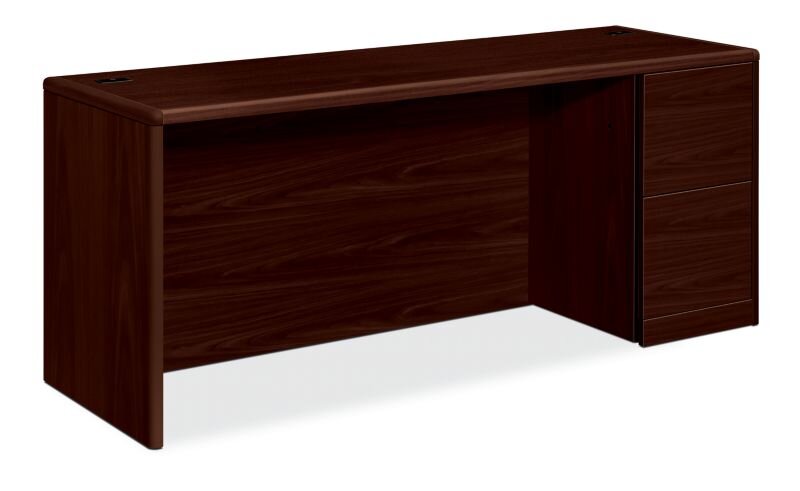 HON 10700 Series Right Pedestal Credenza with 2 File Drawers - Mahogany