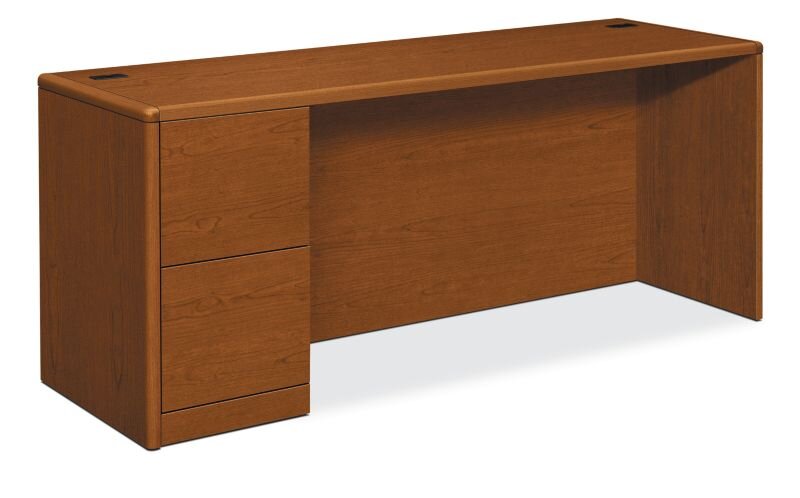 HON 10700 Series Left Pedestal Credenza with 2 File Drawers - Bourbon Cherry
