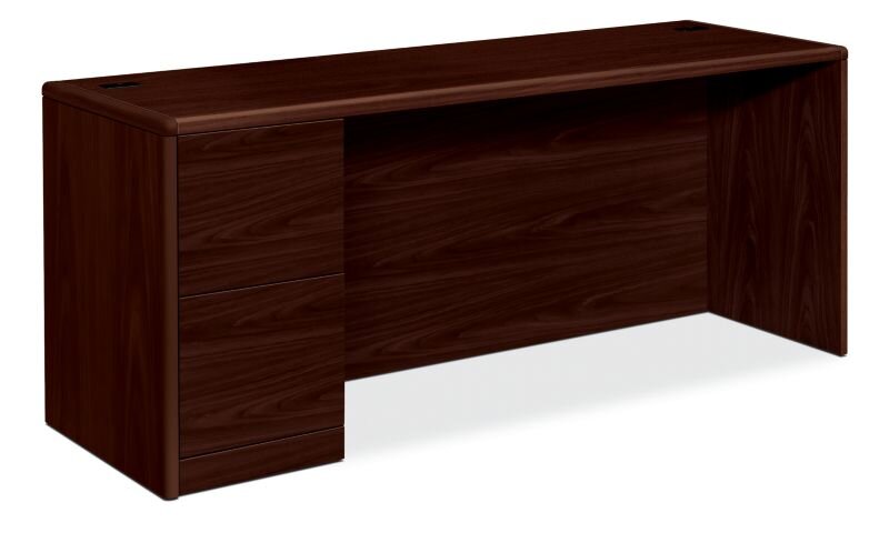 HON 10700 Series Left Pedestal Credenza with 2 File Drawers - Mahogany