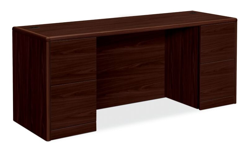 HON 10700 Series Double Pedestal Credenza with 4 File Drawers - Mahogany