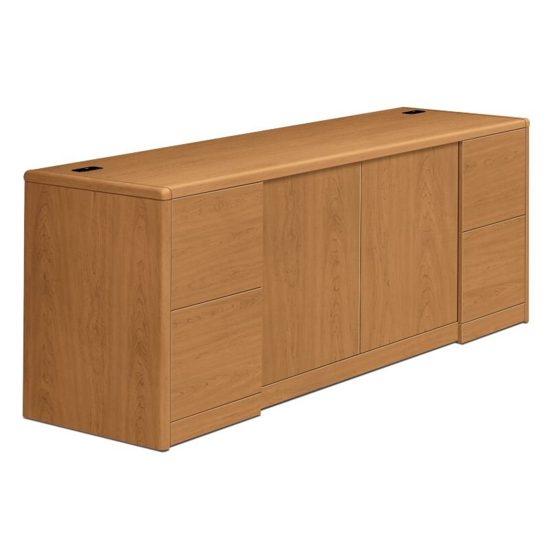 HON 10700 Series Double Pedestal Credenza with Doors & 4 File Drawers - Harvest