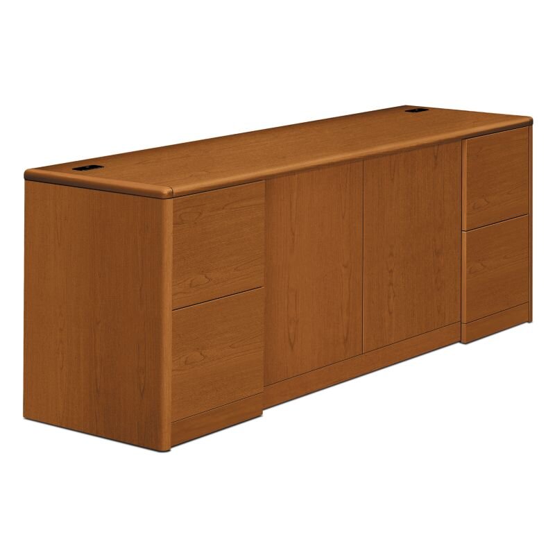 HON 10700 Series Double Pedestal Credenza with Doors & 4 File Drawers - Bourbon Cherry