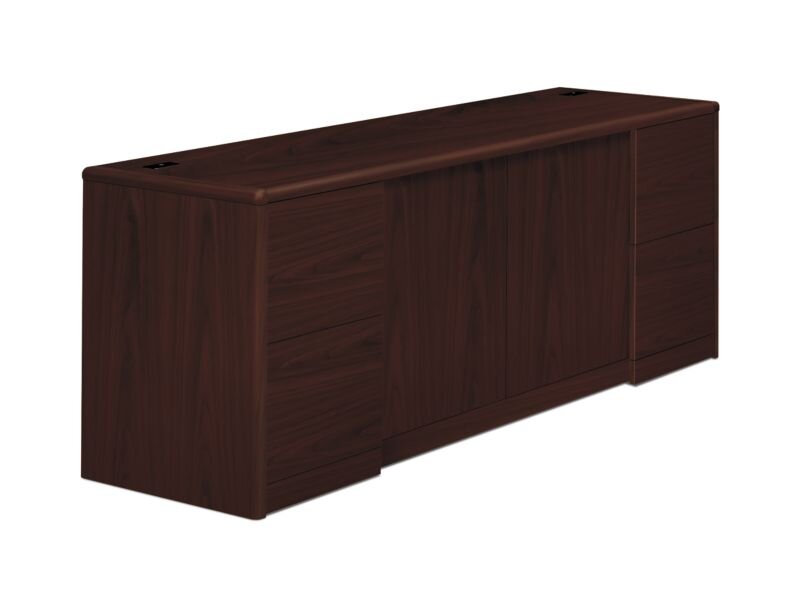 HON 10700 Series Double Pedestal Credenza with Doors & 4 File Drawers - Mahogany