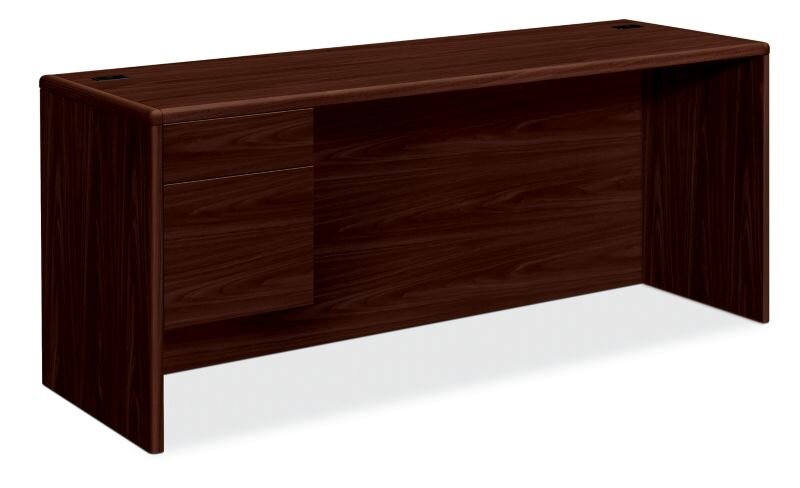HON 10700 Series Left Pedestal Credenza with 1 Box & 1 File Drawer - Mahogany