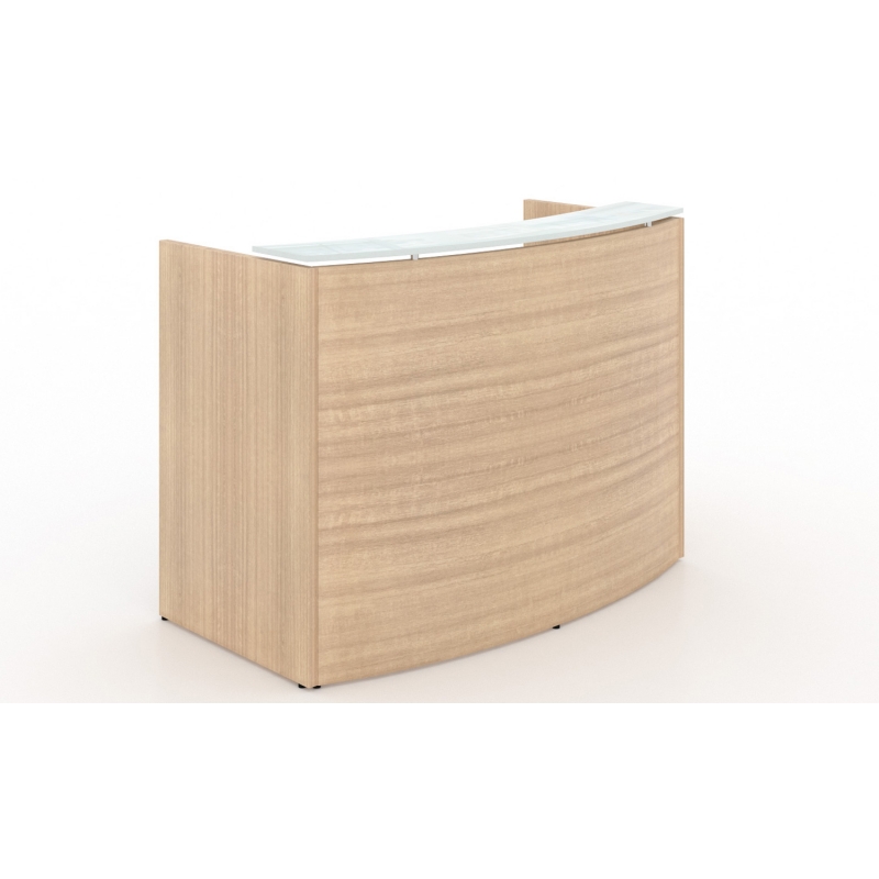 60” Curved reception desk shell – White glass transactional top-CD-P60CRD-M-Potenza Series-CorpDesign-Miele