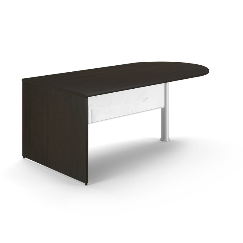 Bullet end desk shell – White glass modesty panel-CD-P7236BED-E-Potenza Series-CorpDesign-Espresso