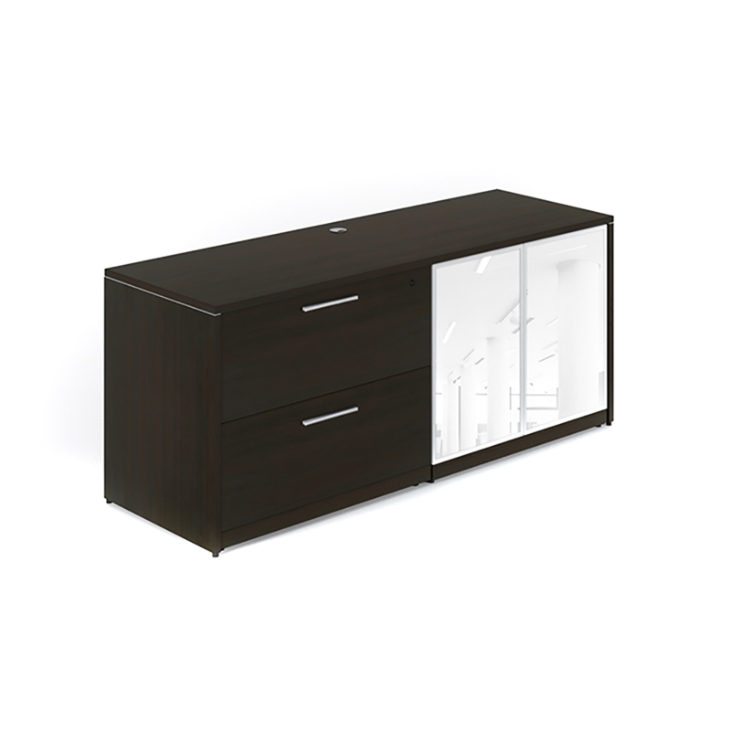Layout P-113-E Combo lateral file with partial glass doors
