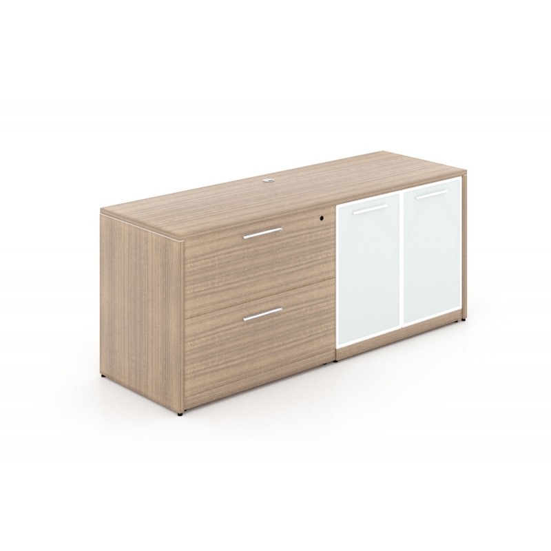 Combo lateral file with partial glass doors-Layout P-113-N-Potenza Series-CorpDesign-Noce
