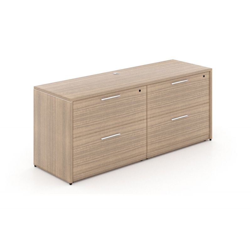 Credenza with 4 drawer lateral file-Layout P-111-N-Potenza Series-CorpDesign-Noce