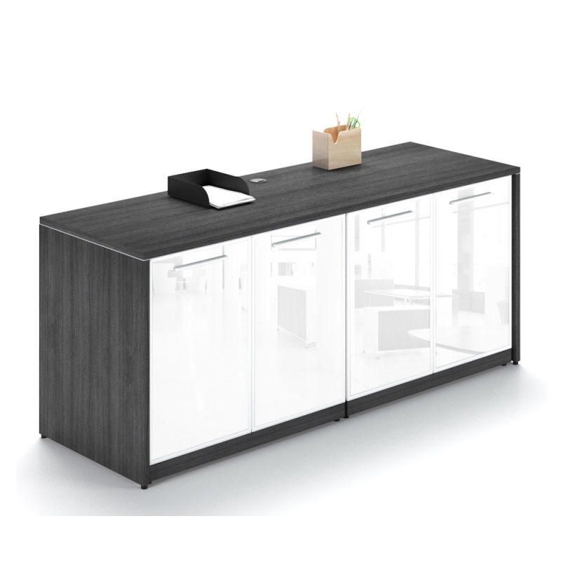 Credenza with glass doors-Layout P-109-G-Potenza Series-CorpDesign-GRIGIO