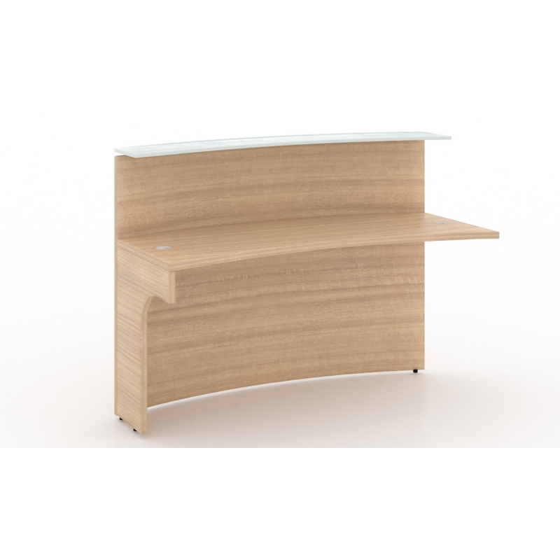 Curved reception desk shell extension – White glass transactional top-CD-P60CRDE-M-Potenza Series-CorpDesign-Miele