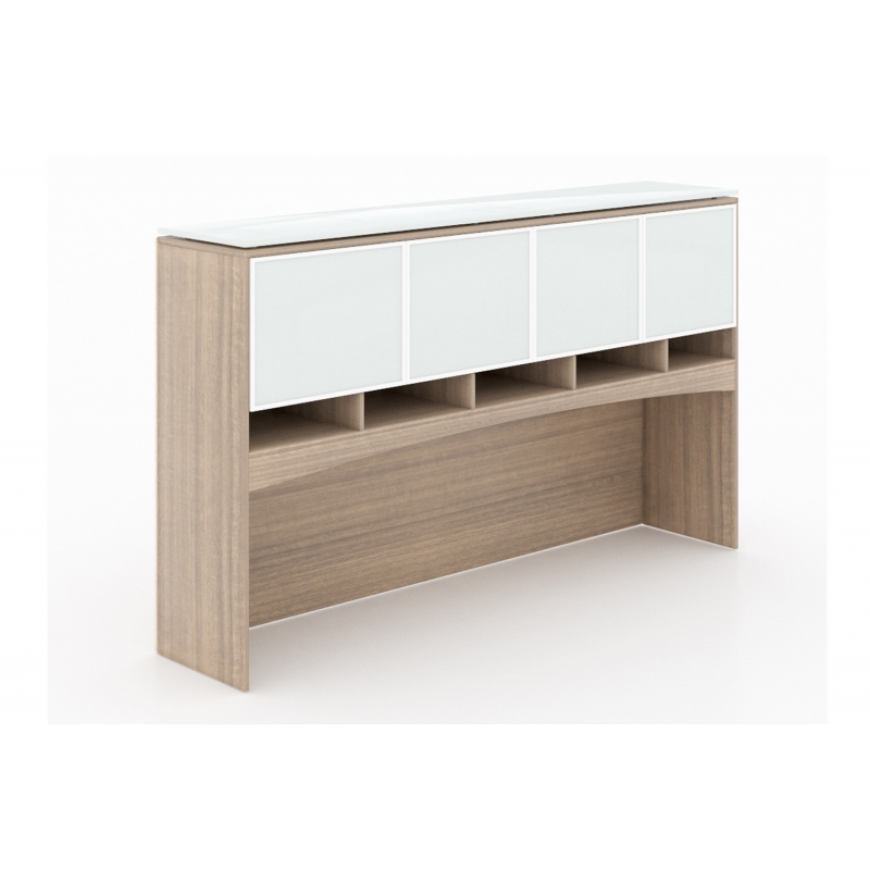 Deluxe hutch with glass doors-CD-P72HG-N-Potenza Series-CorpDesign-Noce