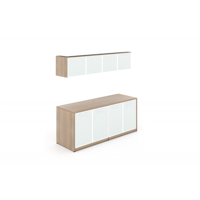 Double credenza with glass doors-Layout P-116-N-Potenza Series-CorpDesign-Noce