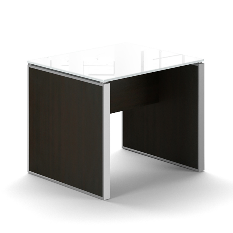 End table – White glass top-CD-P242020ETG-E-Potenza Series-CorpDesign-Espresso
