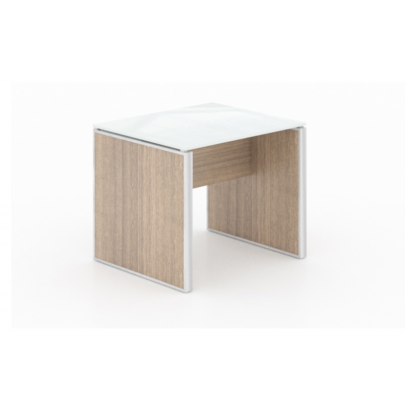 End table – White glass top-CD-P242020ETG-N-Potenza Series-CorpDesign-Noce