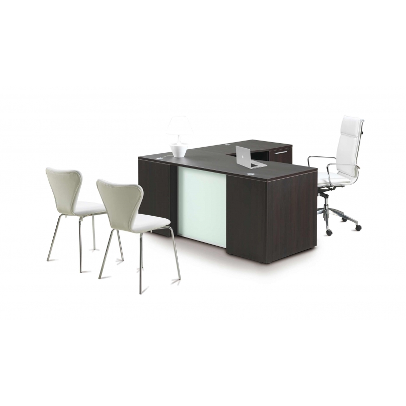 L-Shaped desk, glass modesty L-Shaped Desk with Glass modesty