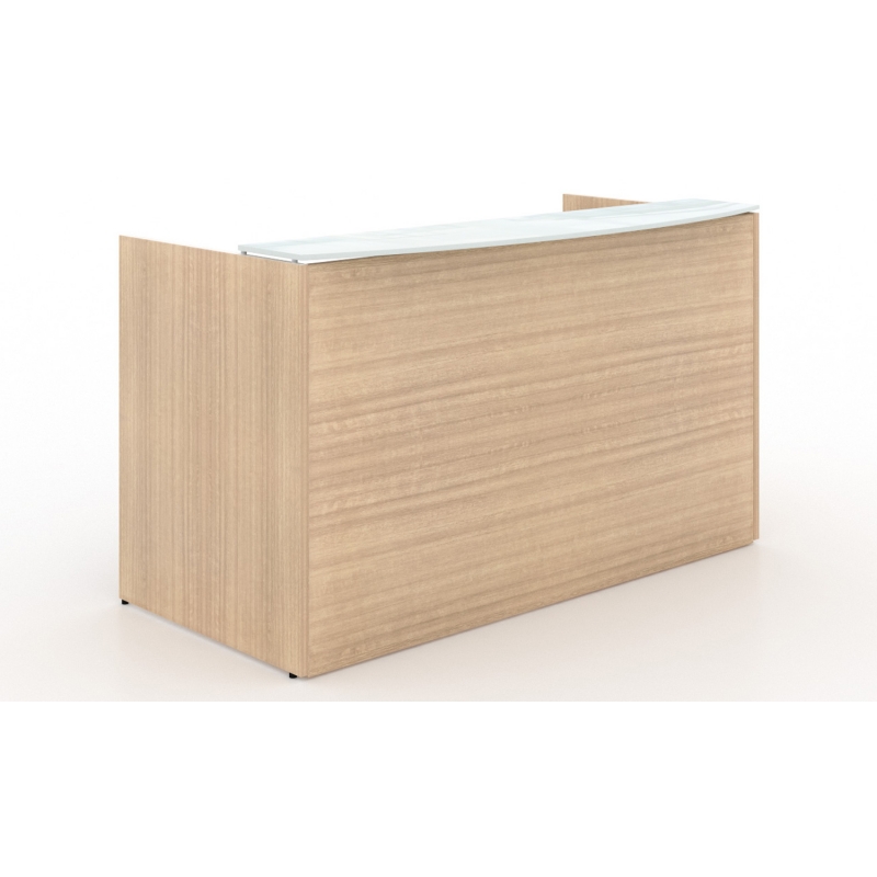 Reception desk shell – White glass Floated transactional top-CD-P7236RD-GT-W-M-Potenza Series-CorpDesign-Miele