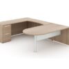 U-Shaped bullet end desk-Layout P-121NH-N-Potenza Series-CorpDesign-Noce