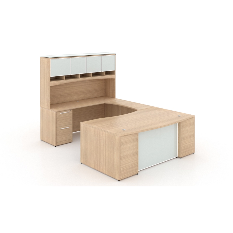 U-Shaped desk with glass package-Layout P-105-M-Potenza Series-CorpDesign-Miele