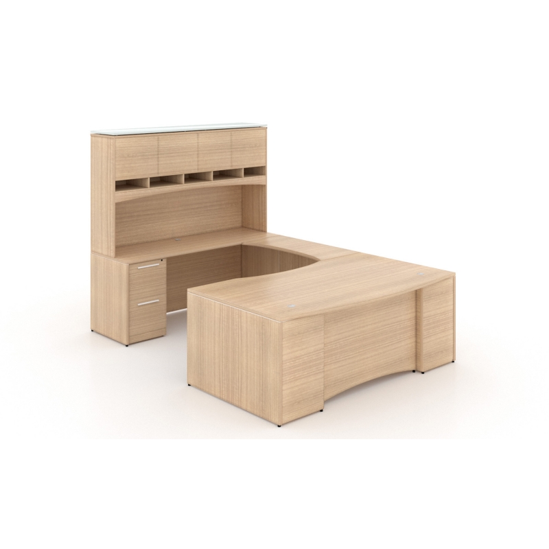 U-Shaped desk with laminate package-Layout P-106-M-Potenza Series-CorpDesign-Miele