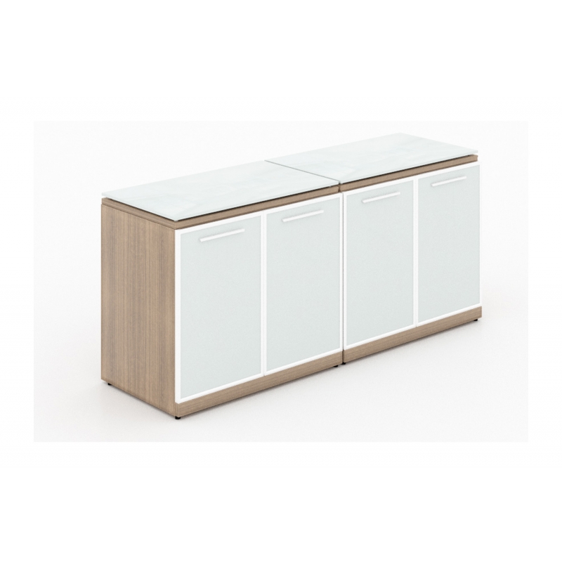 Double storage with glass doors and tops-Layout P-110-N-Potenza Series-CorpDesign-Noce