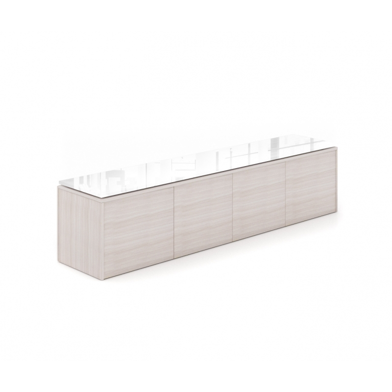 Wall mounted hutch with laminate doors-CD-P72WMHL-BDG-Potenza Series-CorpDesign-Blanc De Gris