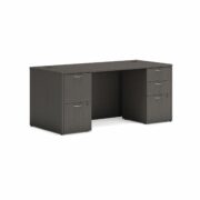 HON Mod Desk | 2 Box Drawers / 3 File Drawer | 66"W x 30"D | Slate Teak Laminate