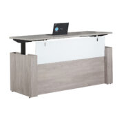 UP400FG, Ultra PREMIUM Desk Shell with 2 Stage Electric Base 72 x 30 with Frosted Glass Modesty – Grey Oak