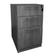 UP166-GO – Ultra PREMIUM BBF Drawer Pedestal with Brushed Silver Drawer Pull – Grey Oak Finish