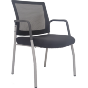 MI1500S Silver Frame Visitors Chair with Arms and Black Mesh Back