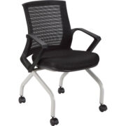 NI-3003-121 Mesh Back Nesting Chair with Arms and Silver Frame