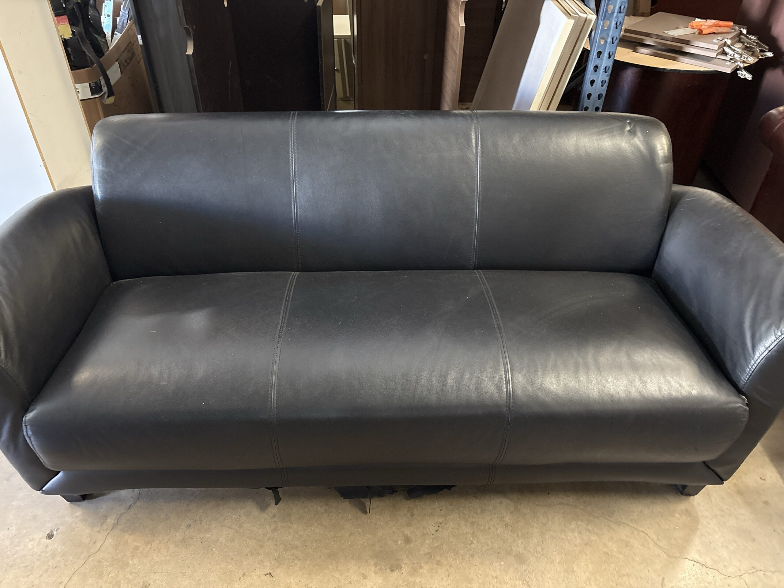 Used Black Leather Couch - OfficeMakers.com