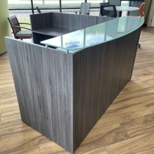 Office Source 6x6 Reception Station with Glass Transaction Top and BBF Pedestal; Gray Laminate